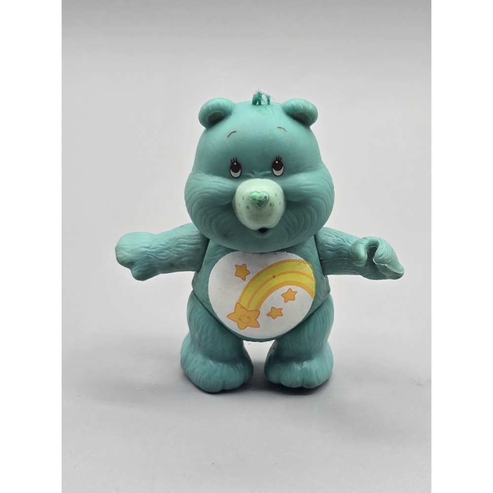1983 Kenner Care Bears Wish Bear Teal Poseable 3.5" Vintage Figure Shooting Star